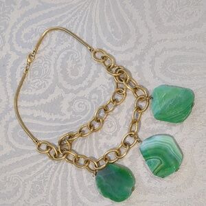 VINTAGE Genuine Stone Statement Necklace